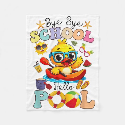 Hallo Bye Bye School Zwembad Zomer Break Grappig E Fleece Deken (Voorkant)