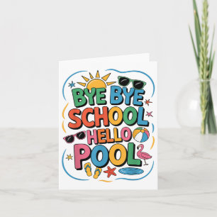 Hallo Bye Bye School Zwembad Zomervakantie Leraar Kaart