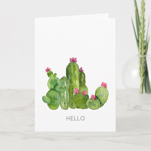 Hallo Cactus Art Flowers Kaart (Voorkant)