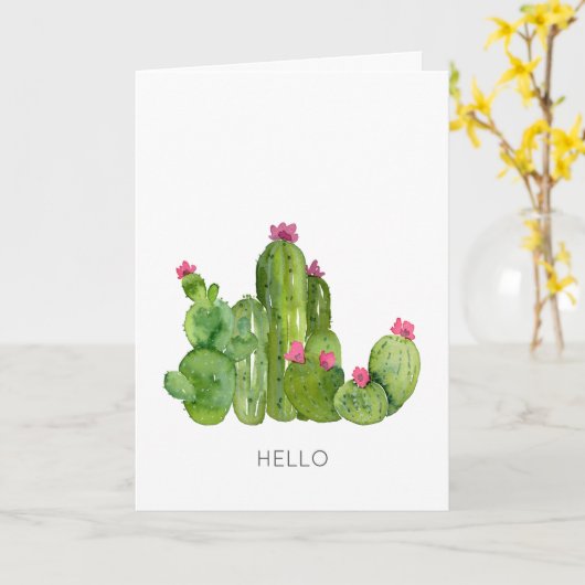 Hallo Cactus Art Flowers Kaart (Gele Bloem)