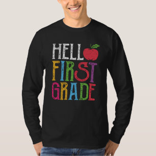Hallo cadeau voor leerling in de eerste klas op de t-shirt