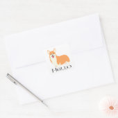Hallo Cartoon Pembroke Welsh Corgi Vierkante Sticker (Envelop)