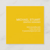 hallo | Casual modern wit en geel Vierkante Visitekaartje (Achterkant)