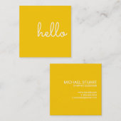 hallo | Casual modern wit en geel Vierkante Visitekaartje (Voorkant / Achterkant)