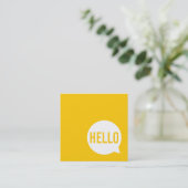 hallo | Casual moderne witte en gele luidsprekerbu Vierkante Visitekaartje (Staand voorkant)