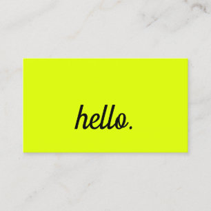 Hallo Chartreuse Geel Zwart Script Neon Kleur Visitekaartje