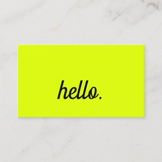 Hallo Chartreuse Geel Zwart Script Neon Kleur Visitekaartje (Voorkant)