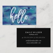 Hallo Chic Blauwe Waterverf | Visitekaartje (Voorkant / Achterkant)