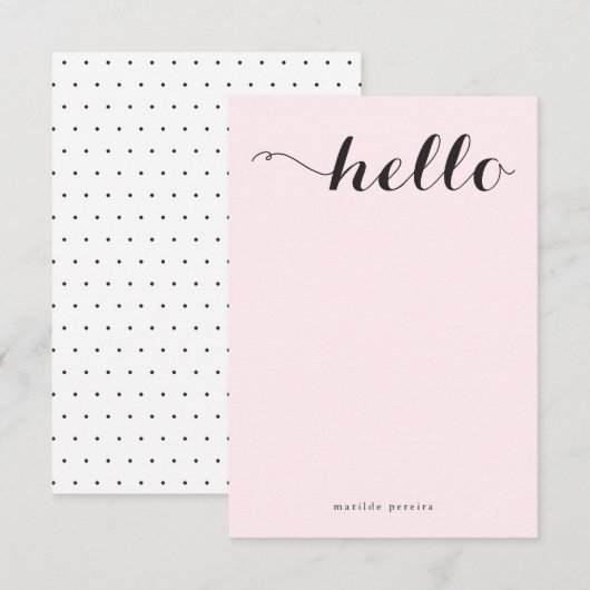 Hallo Chic Flat Note Naam Bedankkaart (Voorkant / Achterkant)