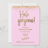 Hallo Chic Girgeous Galentine Goud Confetti Roze Kaart (Voorkant)