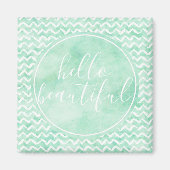 Hallo Chic Mint Chevron Stripes Magneet (Voorkant)