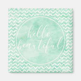 Hallo Chic Mint Chevron Stripes Magneet