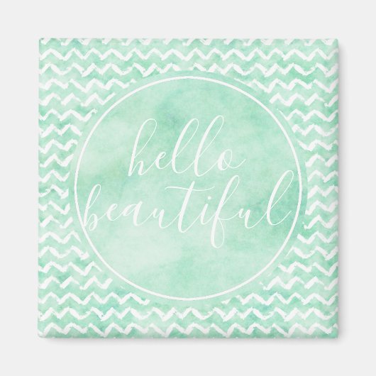 Hallo Chic Mint Chevron Stripes Magneet (Voorkant)
