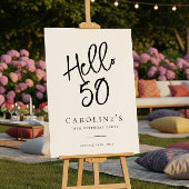 Hallo Chic Modern "50" Verjaardagsfeest Welkom Tek Poster
