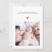 Hallo Chic Script Elegant Photo Baby Aankondiging (Achterkant)