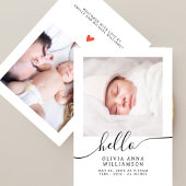 Hallo Chic Script Elegant Photo Baby Aankondiging
