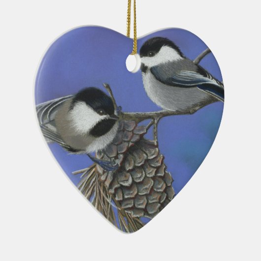 hallo Chickadees Keramisch Ornament (Rechts)