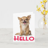 Hallo Chihuahua Puppy Dog Blank Kaart (Gele Bloem)