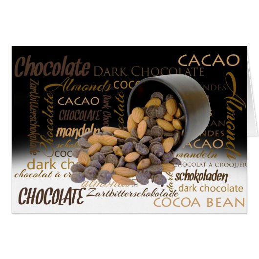 hallo Chocolate Bits en Almonds Word Cloud (Voorkant Horizontaal)