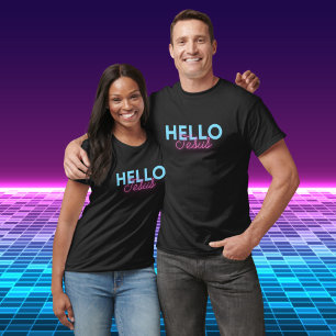 Hallo Christelijkste Retro Zwart Roze Neon T-shirt
