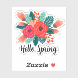 hallo Citaat van de Lente Kleurrijk Floral Ontwerp Sticker