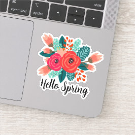 hallo Citaat van de Lente Kleurrijk Floral Ontwerp Sticker