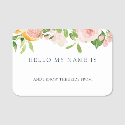 Hallo Citrus Mijn naam is Vrijgezellenfeest Naam T Naamplaatje (Voorkant)