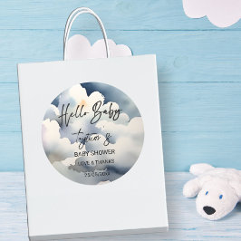 Hallo Cloud baby baby shower grijze wolken gunst Ronde Sticker