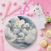 Hallo Cloud baby baby shower grijze wolken sjabloo Papieren Bordje (Feest)