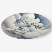 Hallo Cloud baby baby shower grijze wolken sjabloo Papieren Bordje (Gekanteld)