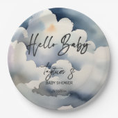 Hallo Cloud baby baby shower grijze wolken sjabloo Papieren Bordje (Voorkant)