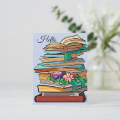 Hallo, Contact houden | Stapel Boeken Briefkaart (Staand voorkant)