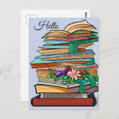 Hallo, Contact houden | Stapel Boeken Briefkaart (Voorkant / Achterkant)