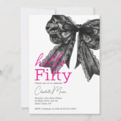 Hallo Coquette Hot Pink Black Bow Kaart (Voorkant)