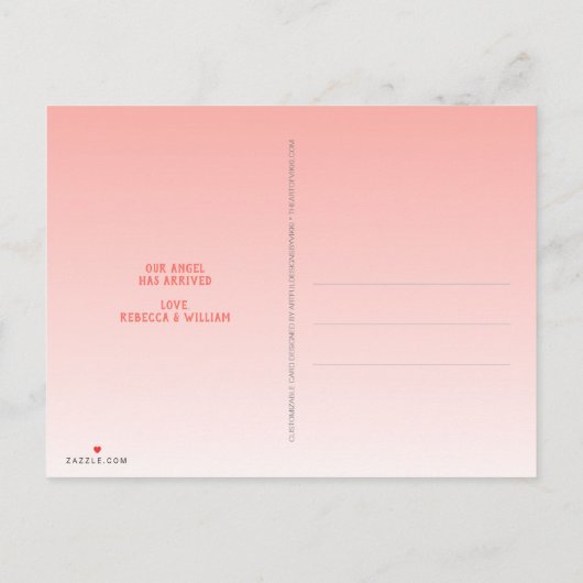 Hallo Coral Script > Wereldtypografie 3 Foto Aankondigingskaart (Achterkant)