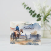 Hallo Cowboy Paard Briefkaart (Staand voorkant)