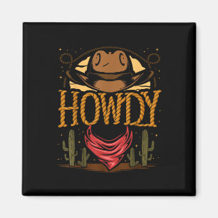 Hallo Cowboy Vintage Grafische Cactus Western Land Magneet