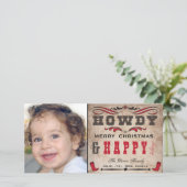 Hallo Cowboy Western Kerst Fotokaart Feestdagenkaart (Staand voorkant)