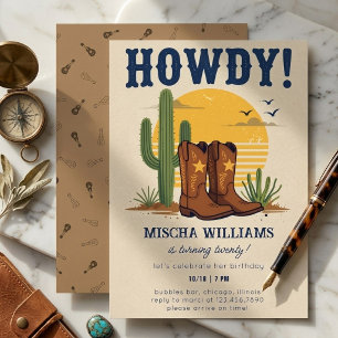 Hallo Cowboylaarzen Cactus Woestijn Westerse Verja Kaart