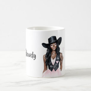 Hallo Cowgirl Zwarte Hoed Roze Hart Rok Koffiemok