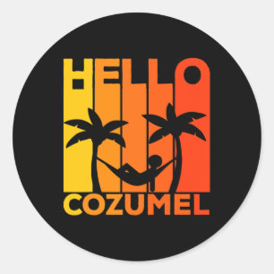 Hallo Cozumel Eiland Vakantie Zonsondergang Ronde Sticker