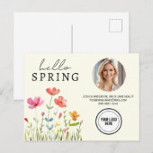 Hallo Crème Spring Floral Real Estate Professional Briefkaart (Voorkant / Achterkant)