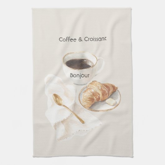 Hallo Croissant & Koffie Theedoek (Verticaal)