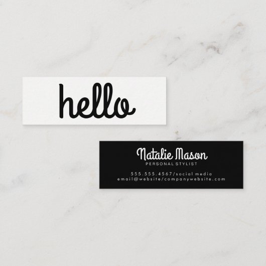 Hallo Cursief Mini Visitekaartje (Voorkant / Achterkant)