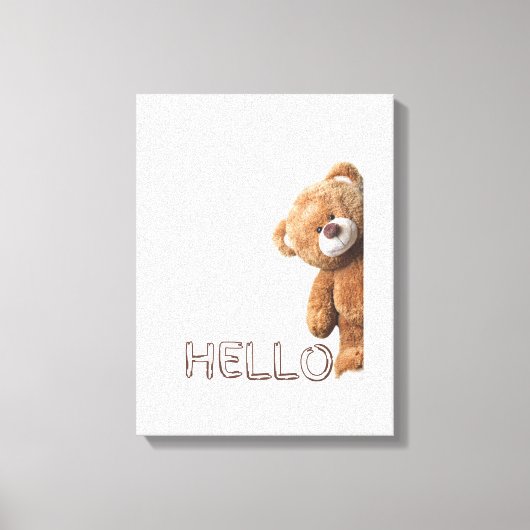 hallo Cute Brown Teddy Bear Canvas Afdruk (Voorkant)