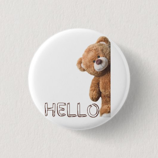 hallo Cute Brown Teddy Bear Ronde Button 3,2 Cm (Voorkant)