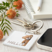 hallo Cute Brown Teddy Bear Sleutelhanger (Voorkant Rechts)