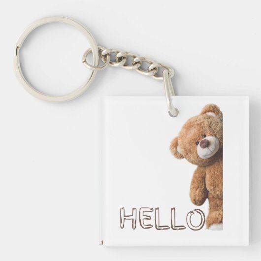 hallo Cute Brown Teddy Bear Sleutelhanger (voorkant)