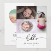 Hallo Cute Casual Script Geboorteaankondiging Aankondiging (Voorkant / Achterkant)