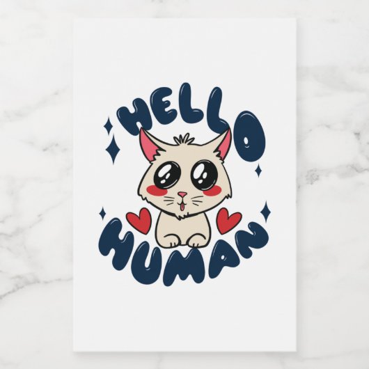 hallo Cute Cat Voedselcontainer Etiket (Enkel label)